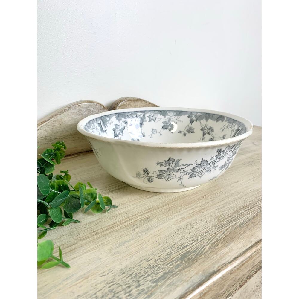 Antique Johnson Bros Hop Basin Bowl Blue Gray Transferware English Cottagecore